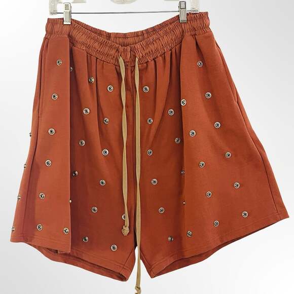 mnml Other - MNML All Over Studded Detail Drawstring Shorts in Rust
